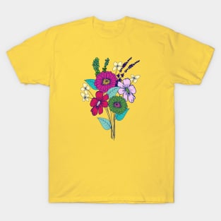 Colorful hand drawn flower bouquet T-Shirt